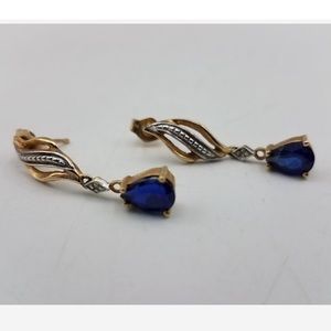 Preloved Solid 10K Blue Spinel Dangle Earrings